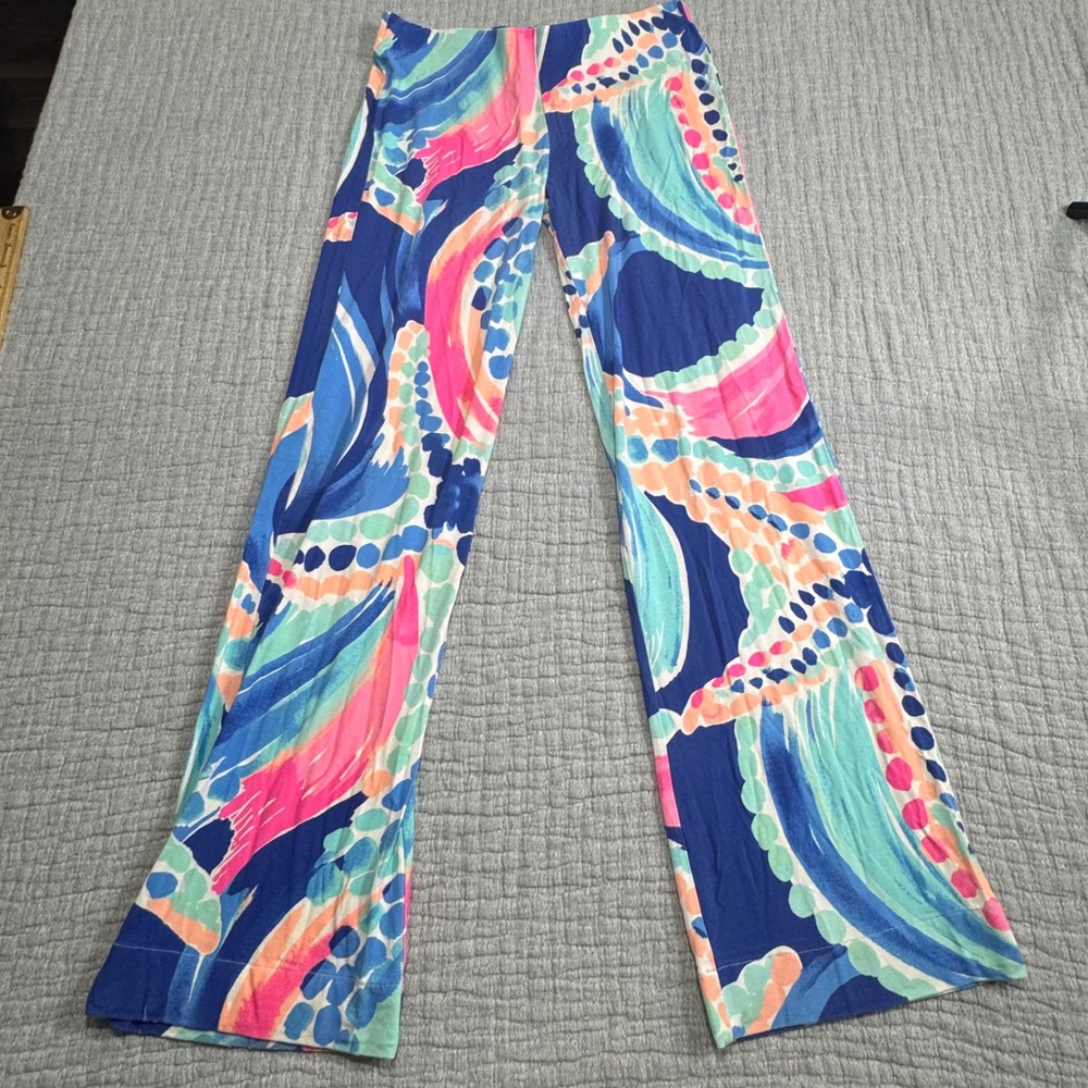 Lilly Pulitzer Georgia May Palazzo Pants Women's Small Bomber Blue Plume Bloom‎